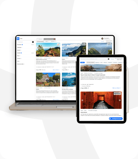 mileMio-Suche auf Laptop und Tablet